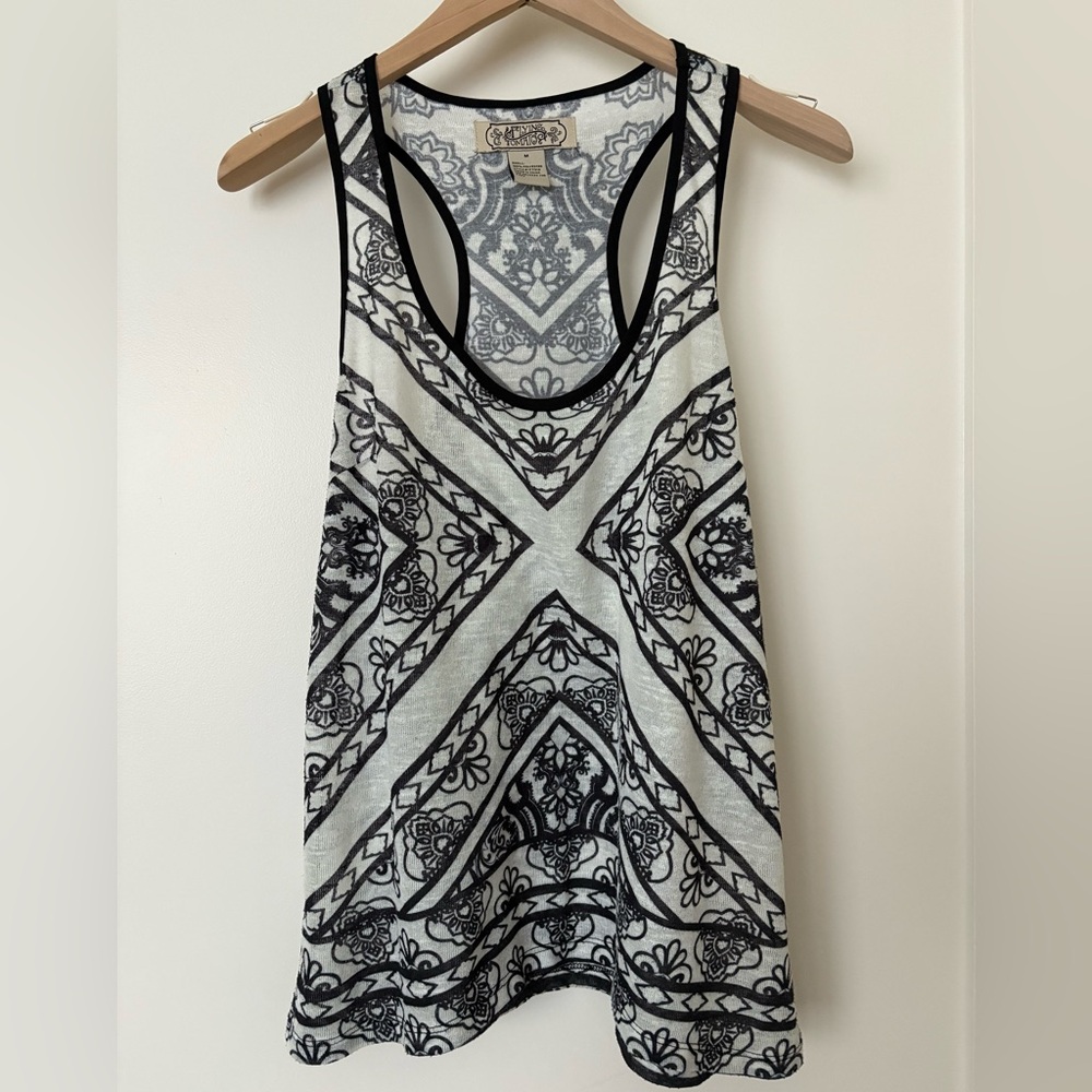 Black and White Patterned Sweater Racerback Tank